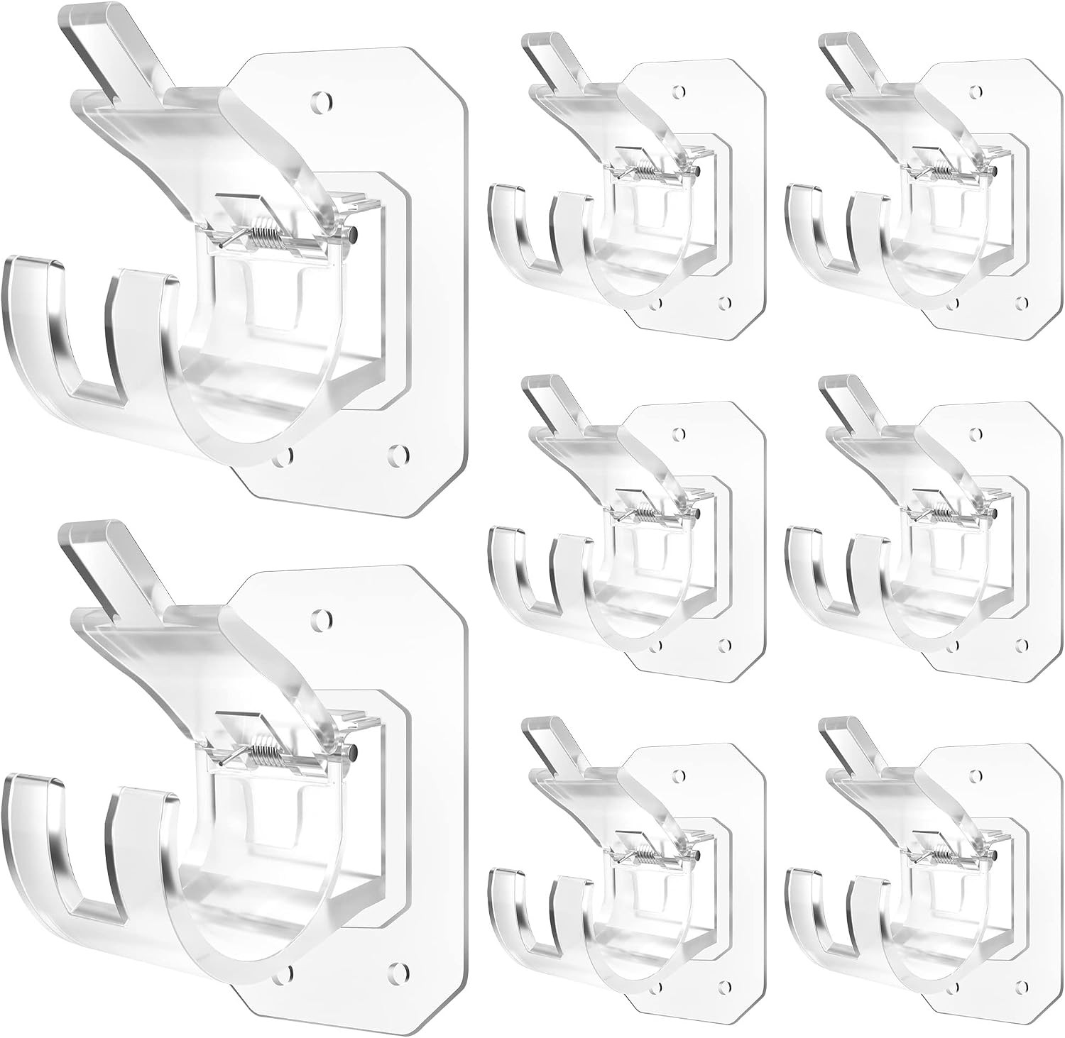 8PCS Upgraded No Drill Curtain Rod Brackets – No Drilling, Self Adhesive, Nail F