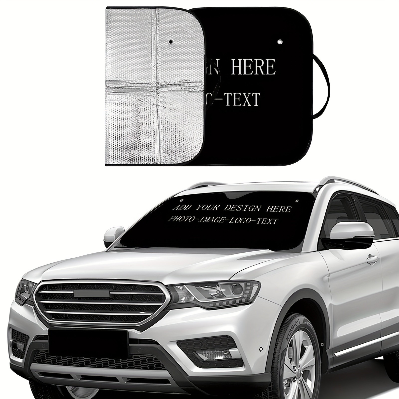 Customizable Car Sunshade Personalized Dog Photo & Text Design – Durable ◐