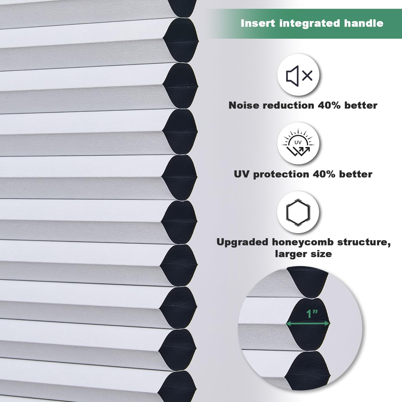 Tonature Upgrade No Drill No Tools Cellular Shades For Indoor Windows 38Mm