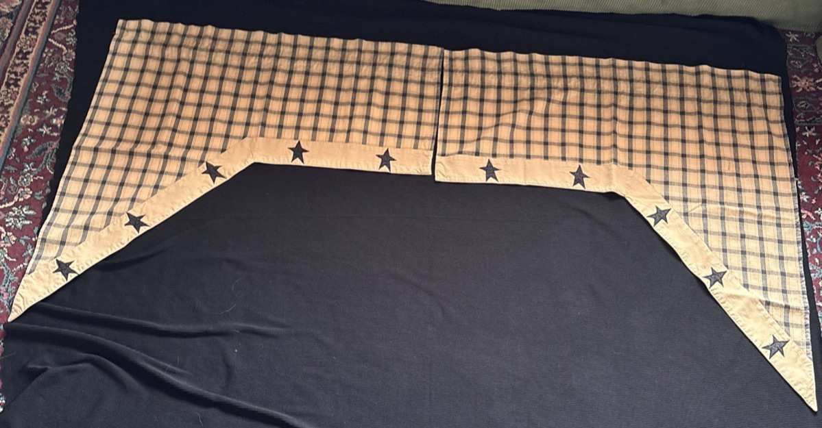 2 VHC Stratton Primitive Star Layered Valances Window Farmhouse 32 X 33