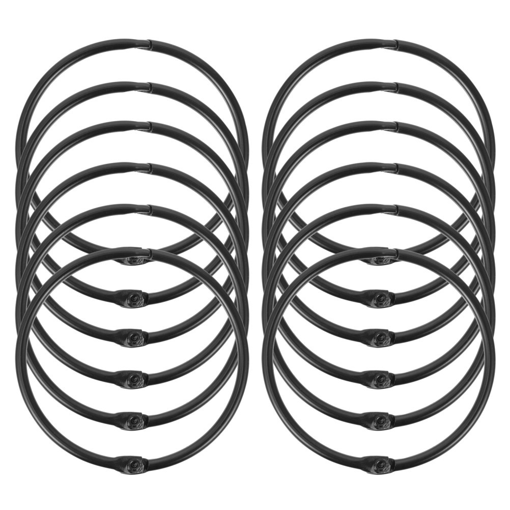 12Pcs Reusable Black Iron Round Curtain Rings for Home Curtains