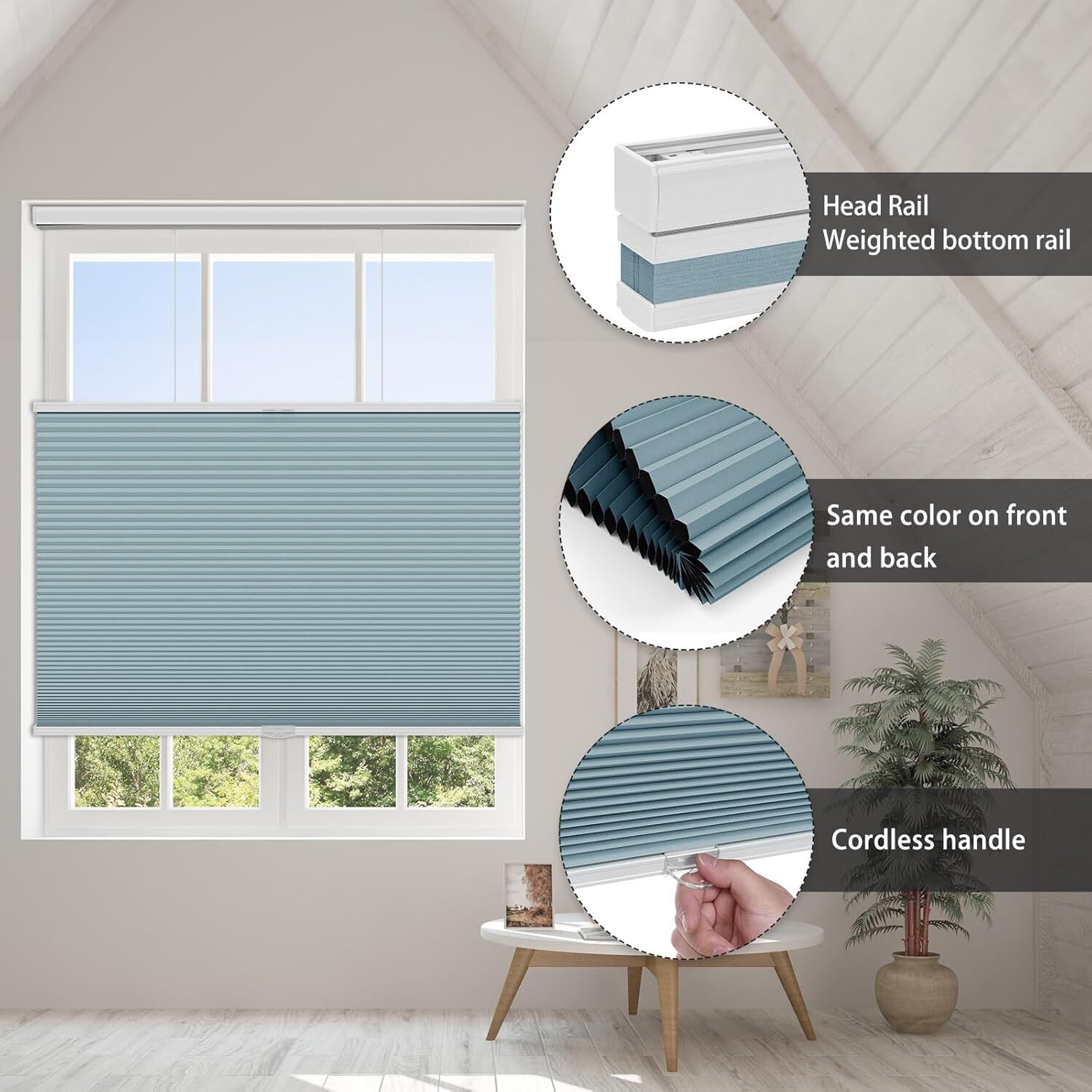 CUSTOM 100% Blackout Top Down Bottom Up Cellular Shades Honeycomb Window Blinds
