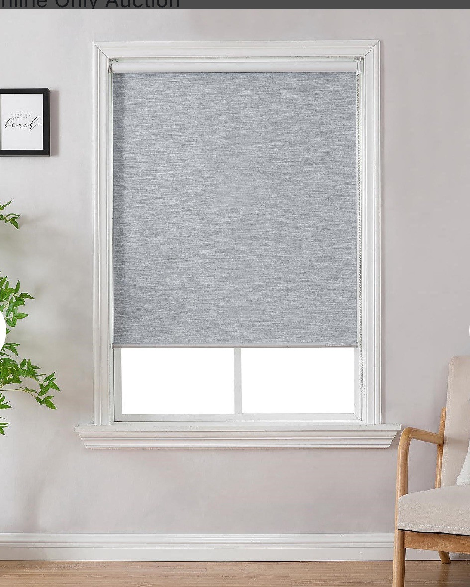 ChrisDowa 100% Blackout Roller Shade, 34”W x 72″ H, Grey (1277)