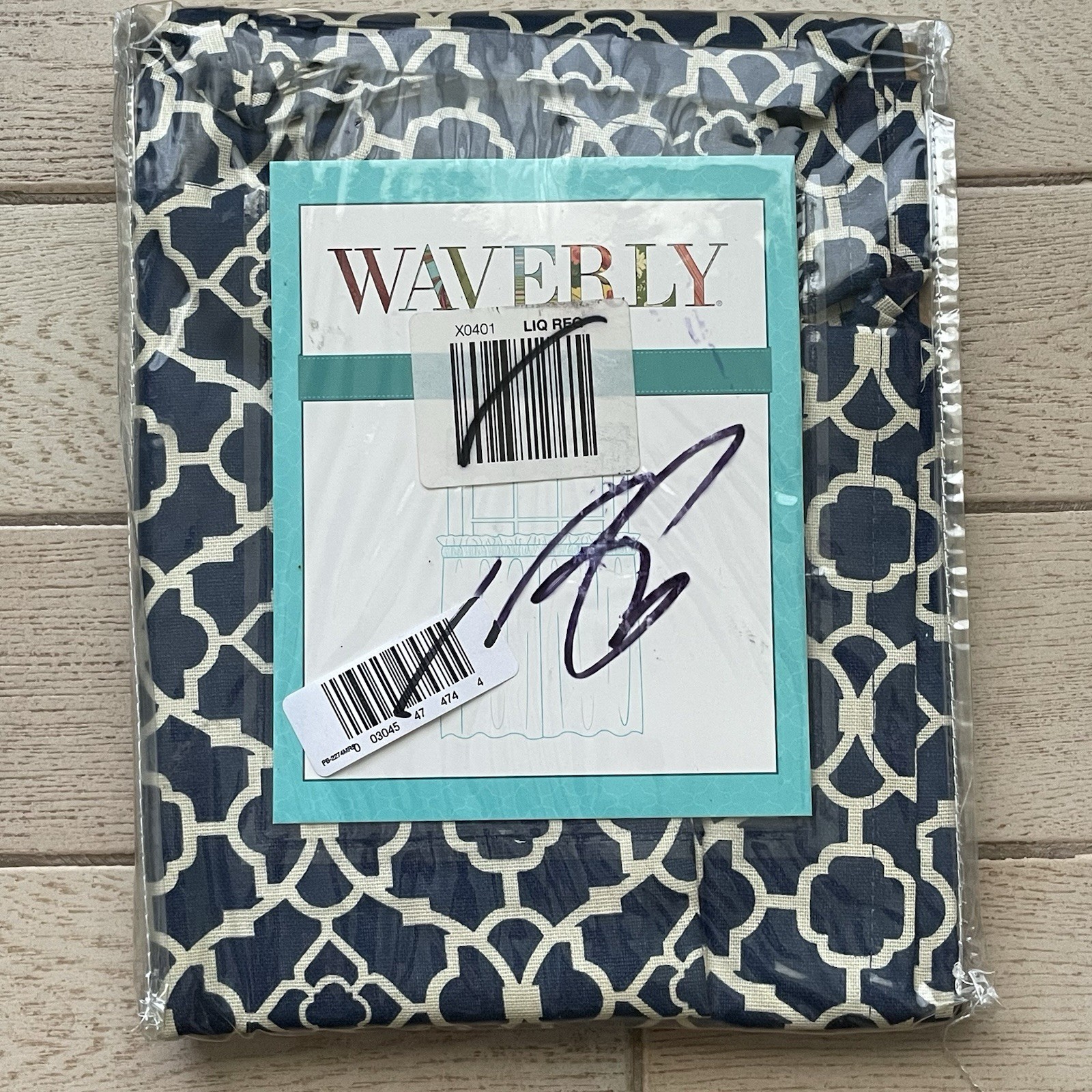 Waverly Lovely Lattice Tier Pair Indigo Blue 60×24 Window Curtain