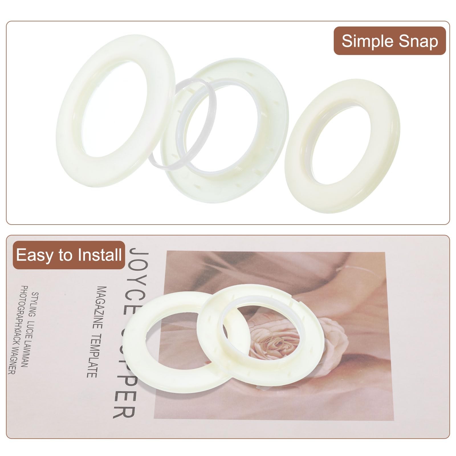 uxcell 16pcs Curtain Grommets, 1-5/7″(42 mm) ID Window Curtain Panels Eyelet Rin