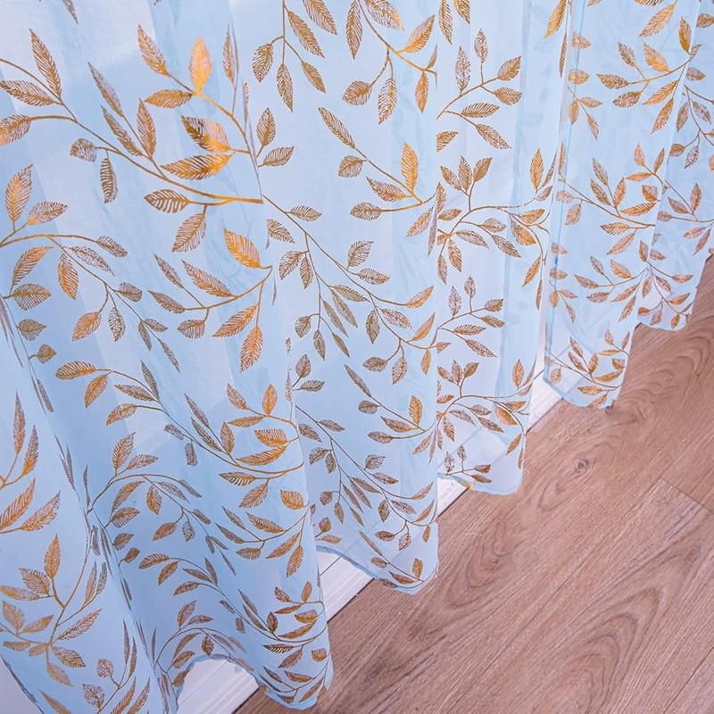 Luxury Sheer Curtains Botanical Pattern Semi Sheer Window Drapes 2 Panels New