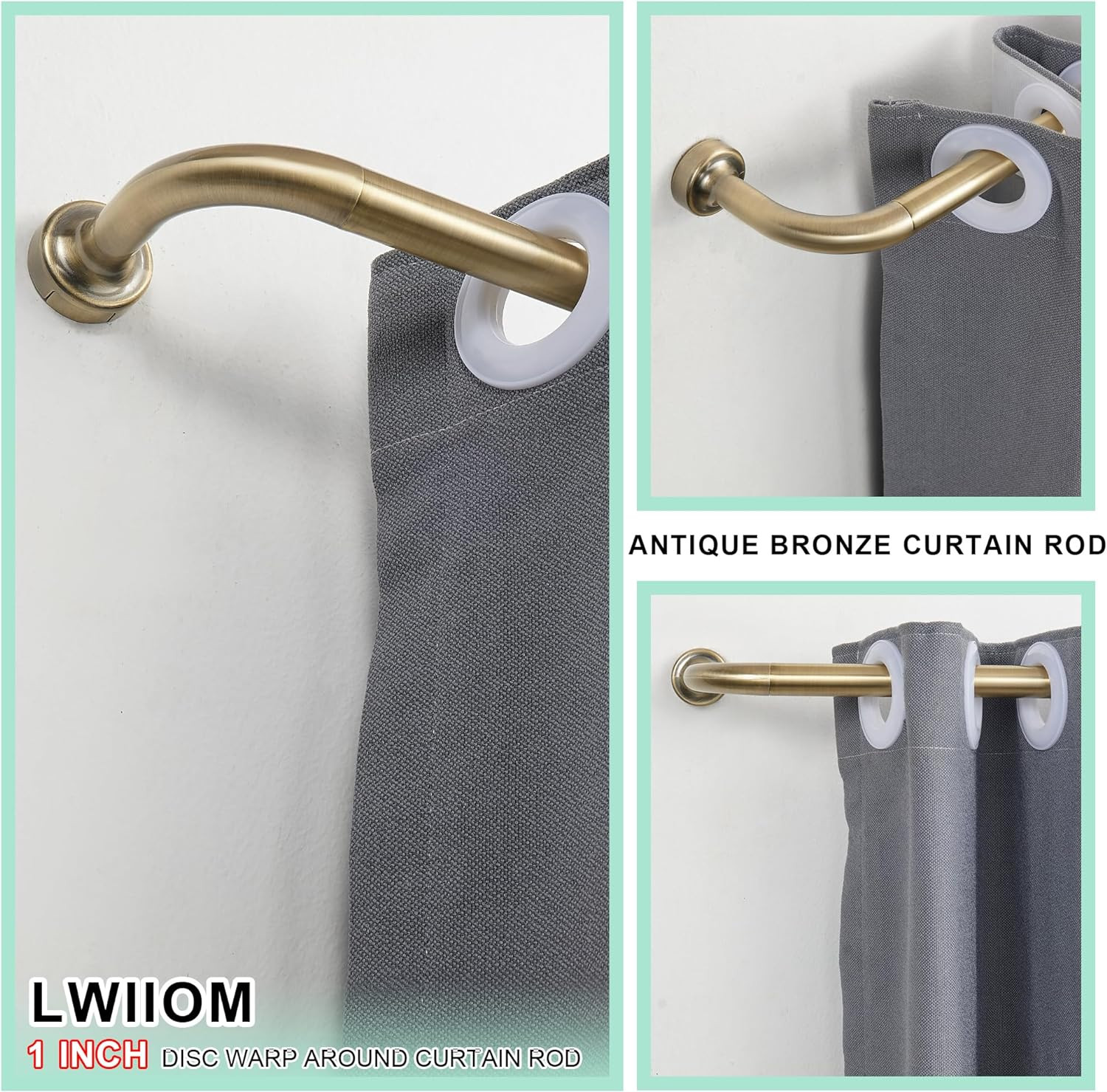 Antique Bronze Adjustable Curtain Rods 28-56″ with Finials – 2 Pack