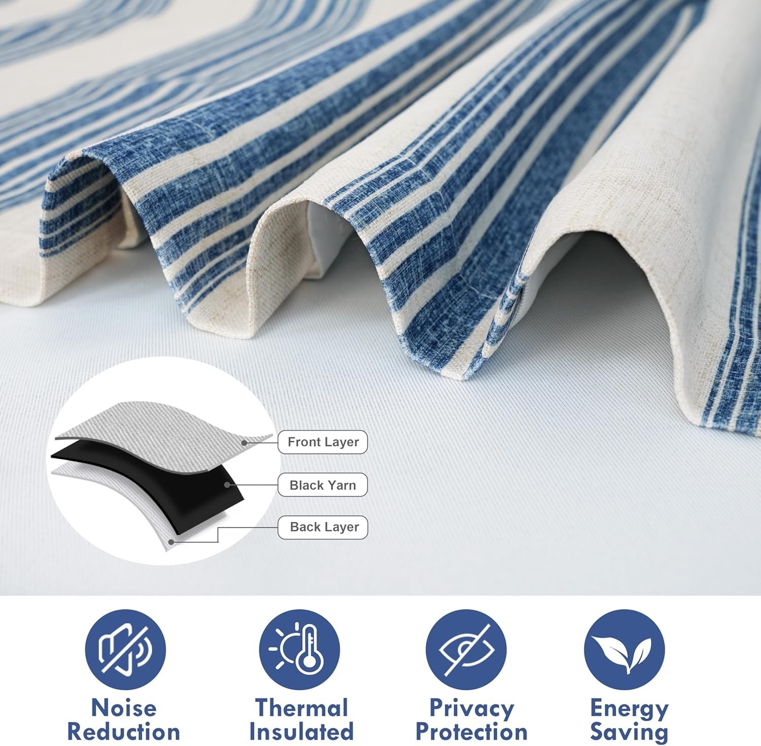Chris Double Layer Blackout Tie Up Curtains Thermal Insulated Fully Lined Ver…