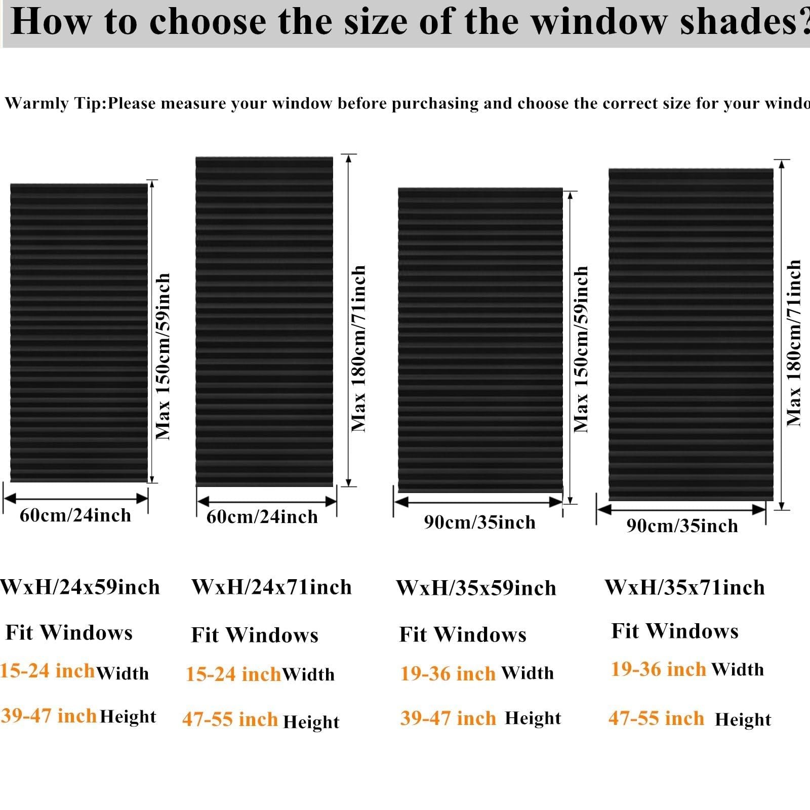 Blackout Blinds, Cordless Window Shade, Polycarbonate (PC), 35x59inch, Black …