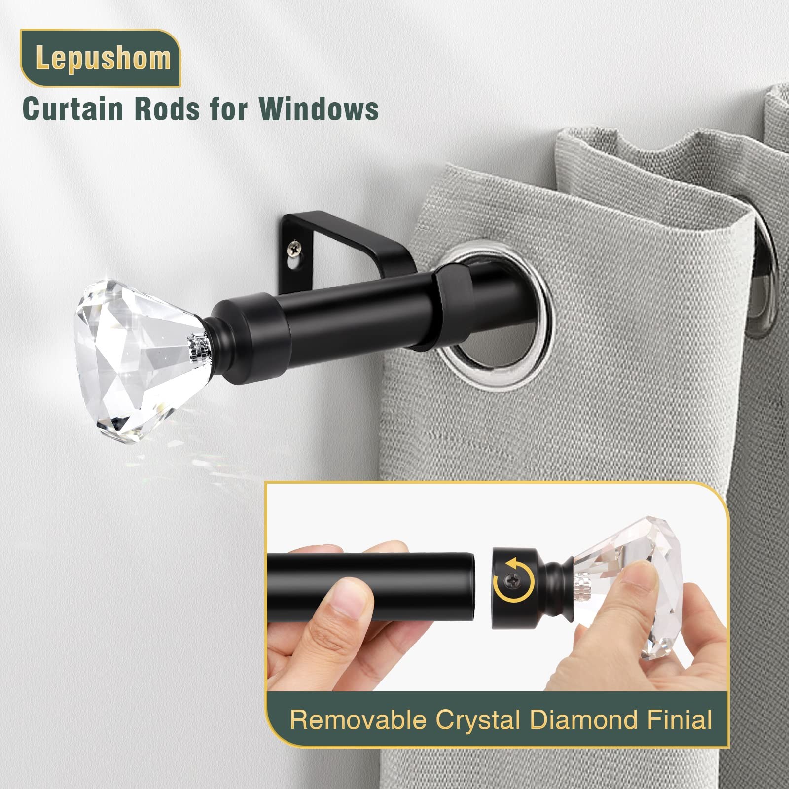 Lepushom 2 Pack Curtain Rods For Windows 30 To 40 Inches2.5-3.3 Feet 1 Inch