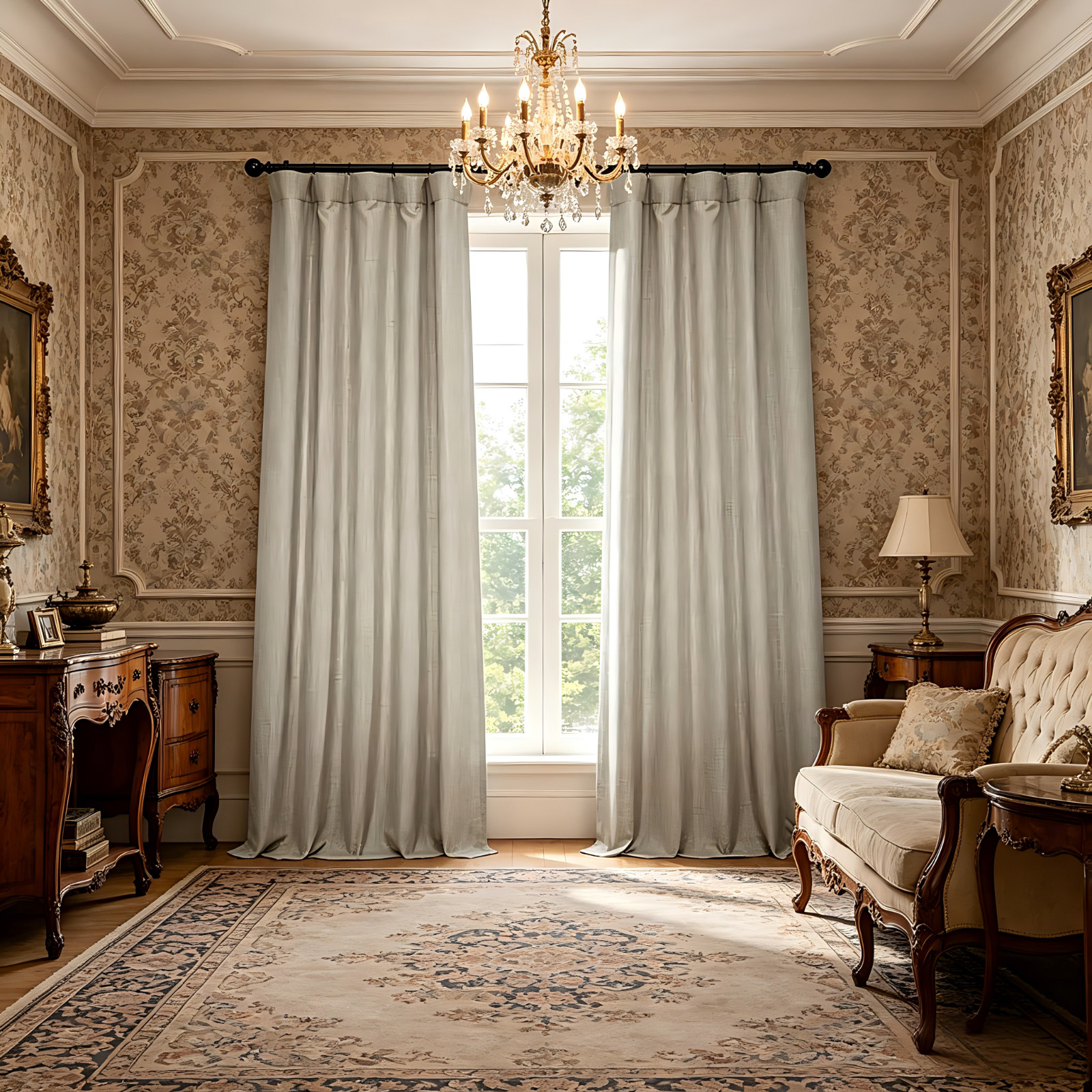 Textured Room Darkening Curtains for Bedroom 108in Drapes for Home Decor Oatmeal