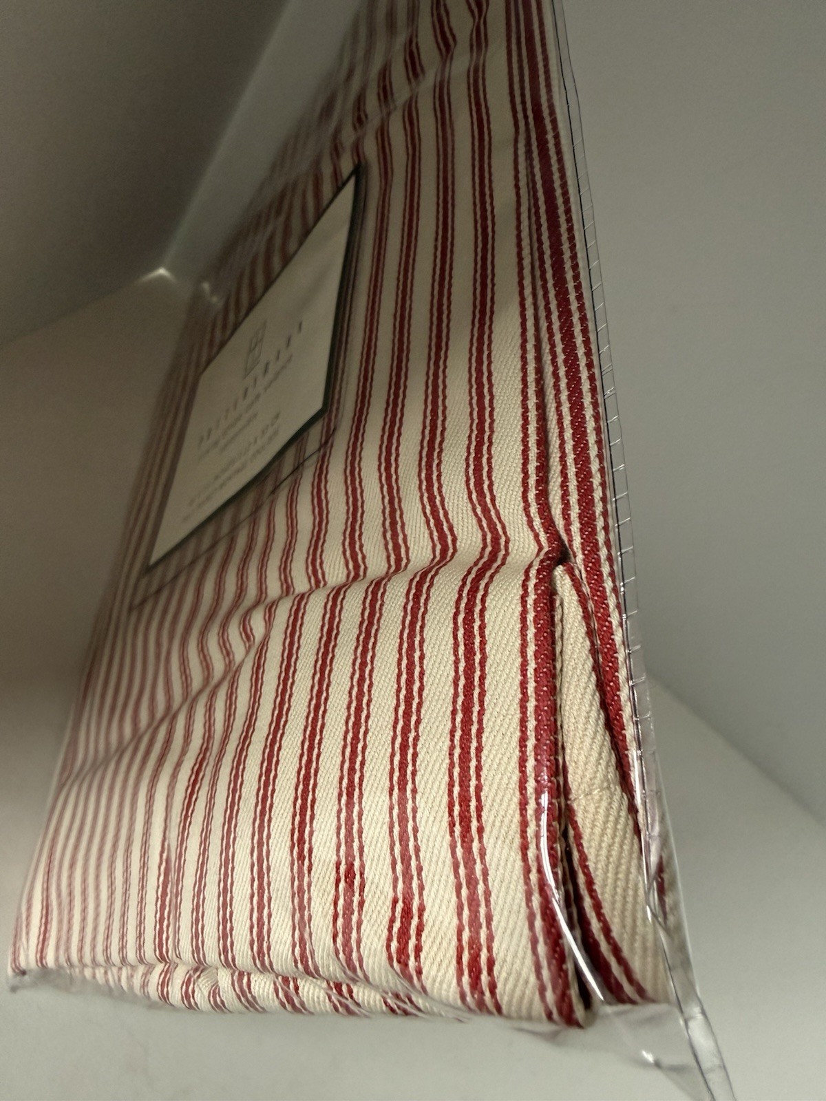 Pottery Barn Red Ticking Stripe Cafe Valance 44×13” Pole Pocket