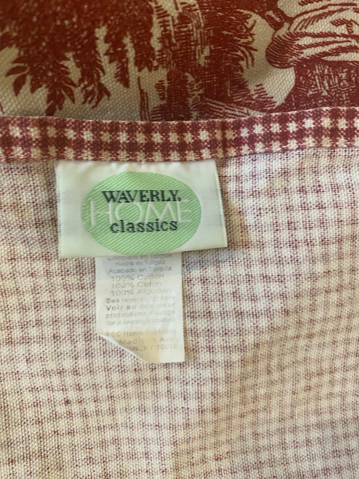 Waverly Red Toile French Country Life Valance Scalloped Layers Red Gingham