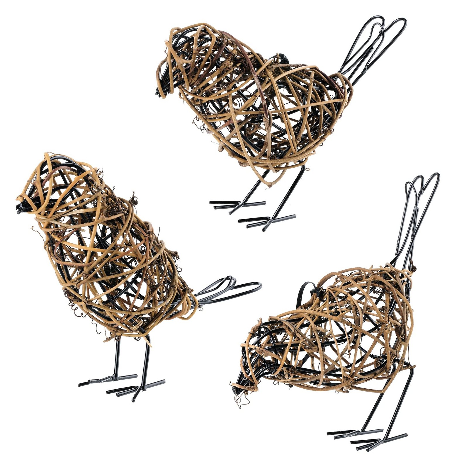 TYLOO Set of 3 Handmade Metal Bird Statue, Rustic Table Decor, Christmas Orna…