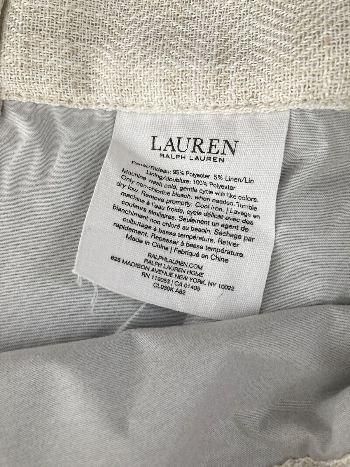 2 Ralph Lauren Back Tab Panels Curtains Blackout Herringbone Natural Beige 96″