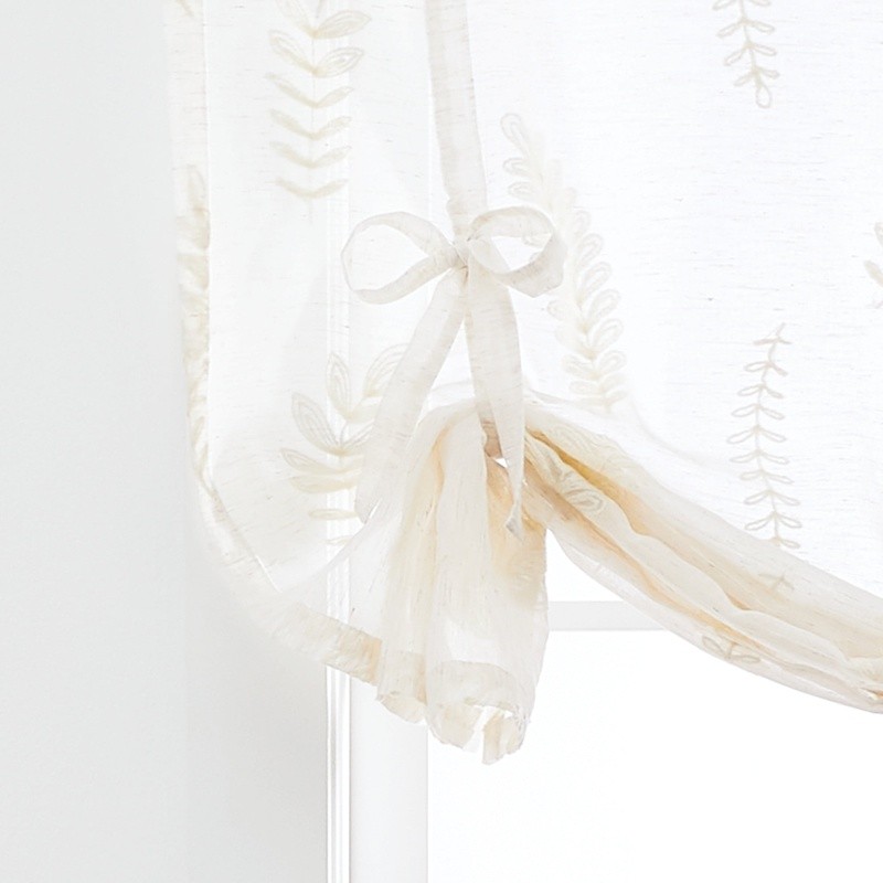 Embroidered Botanical Sheer Balloon Shade Single Curtain Indoor Home Décor New