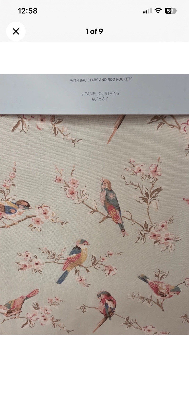 NEW CATH KIDSTON British BIRDS Garden Floral Sage 100%Cotton Curtains 50×84 Pair
