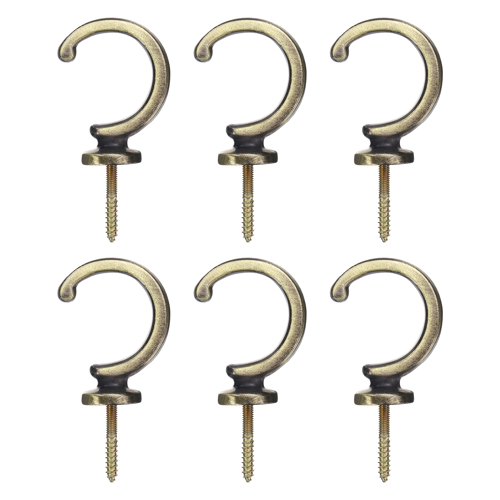 6Pcs Curtain Holdbacks Wall Mounted Zinc Alloy Drapery Tiebacks Hooks Bronze