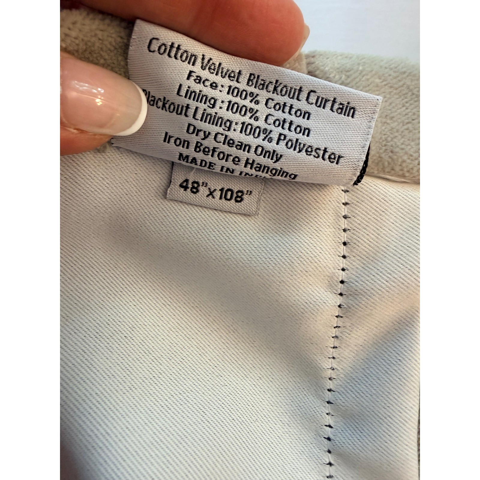 NWOT QUINCE Light Grey Room Darkening Cotton Velvet Modern Luxury Curtain 48×108