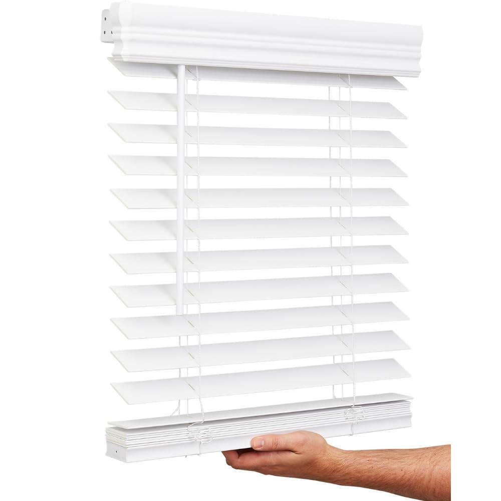 Cordless, 2 Inch Faux Wood Blind, 58.5″ Wide x 60″ Long, Window Blinds, Blind…