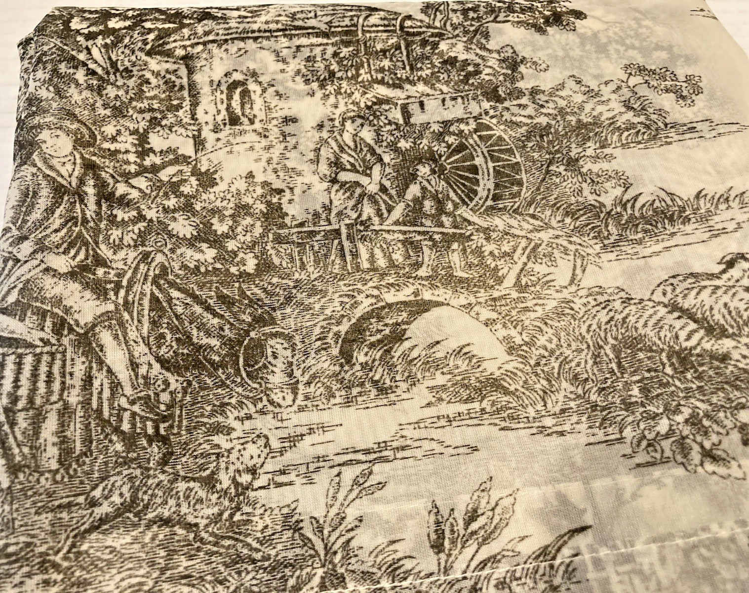 Waverly Black Toile Sheer Drapery Curtain Panel Garden Room French Country 60×84