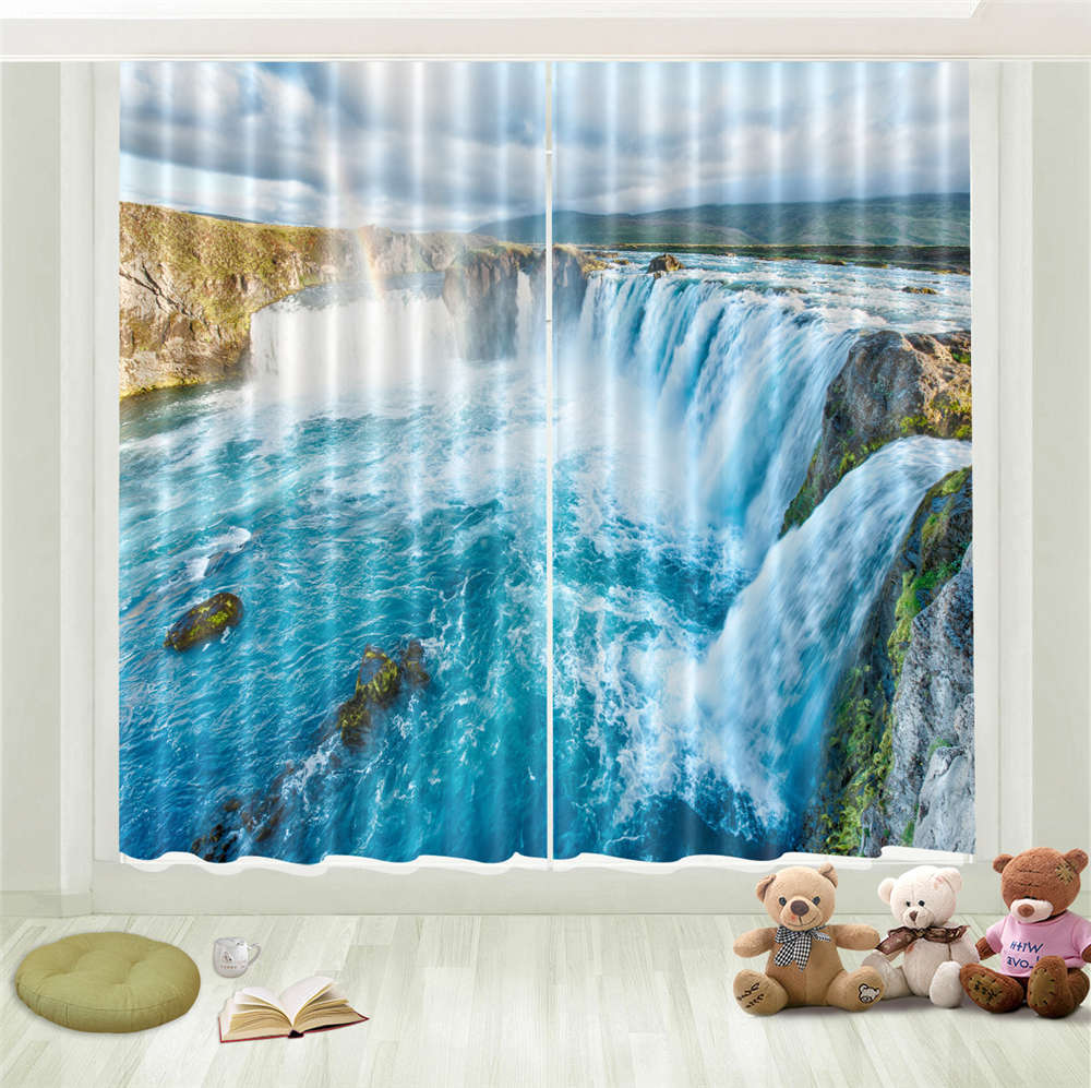Blue Stream Nice Moist 3D Curtain Blockout Photo Printing Curtains Drape Fabric