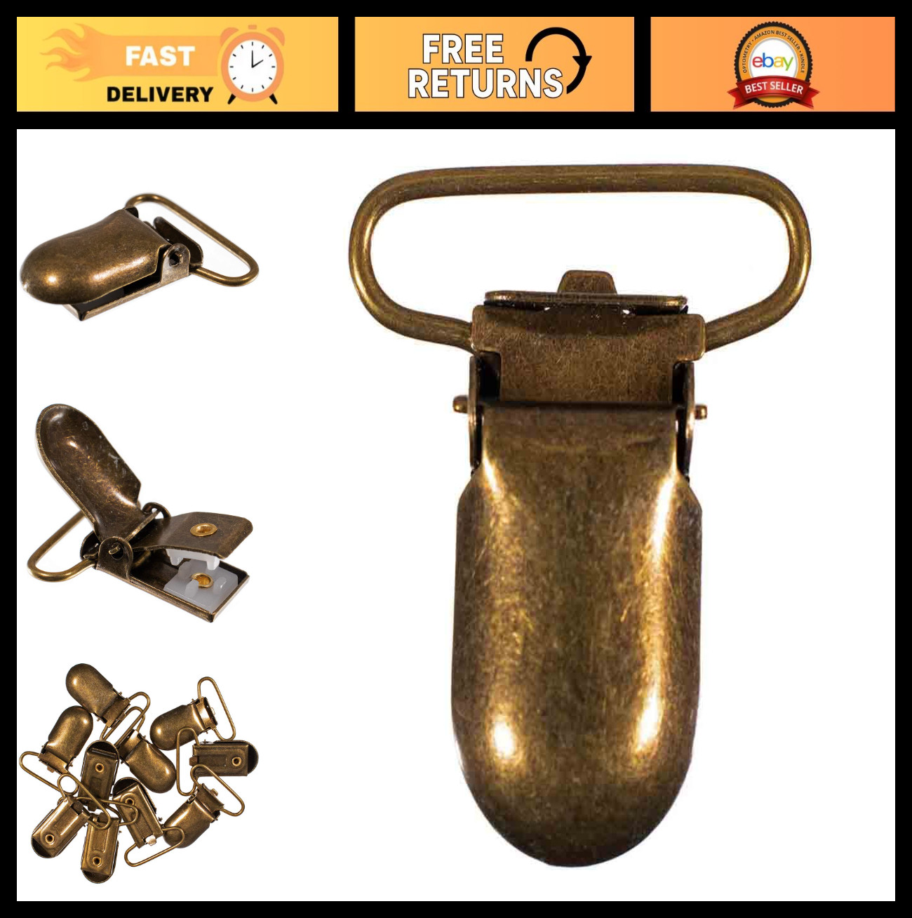 Metal Suspender Clips 35mm Bronze – 20 Pack for Clamping & Holding Accessories