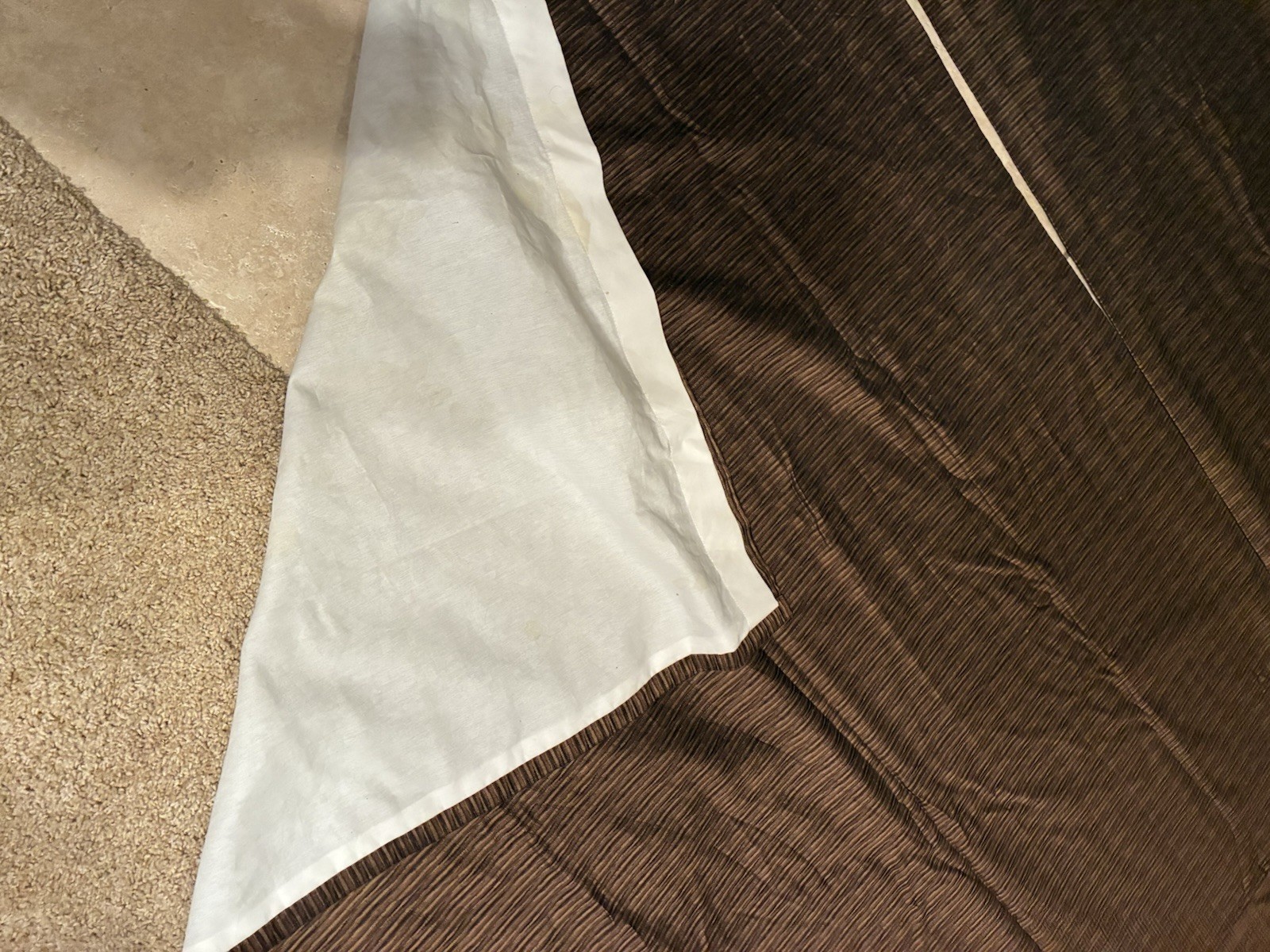 2 Custom Drapes. Chocolate Brown Black Tan Lined Each 3 Ft Wide 129 In Tall
