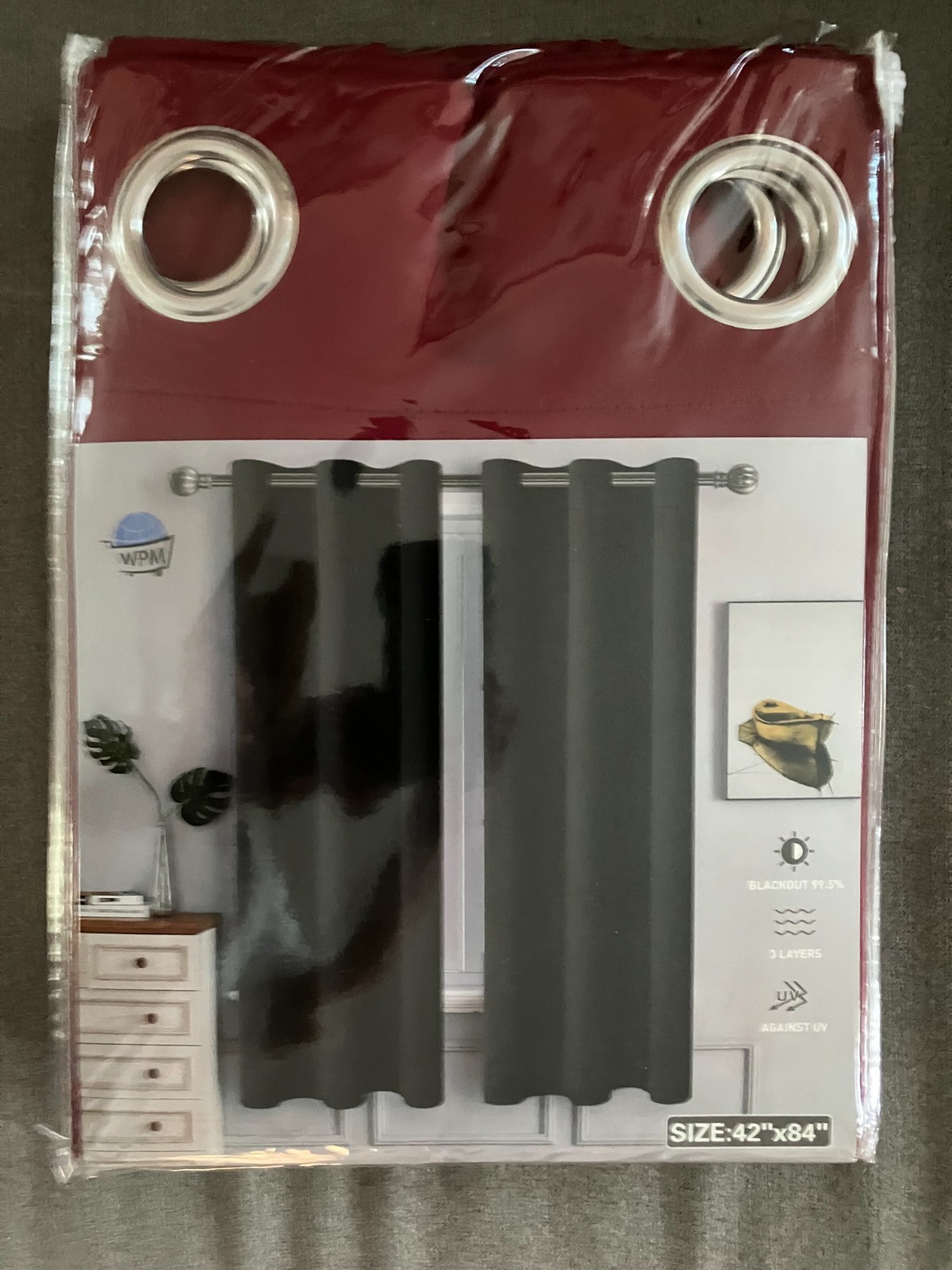 BURGANDY WPM BLACKOUT WINDOW CURTAIN FROMMET PANNELS 42″X84″
