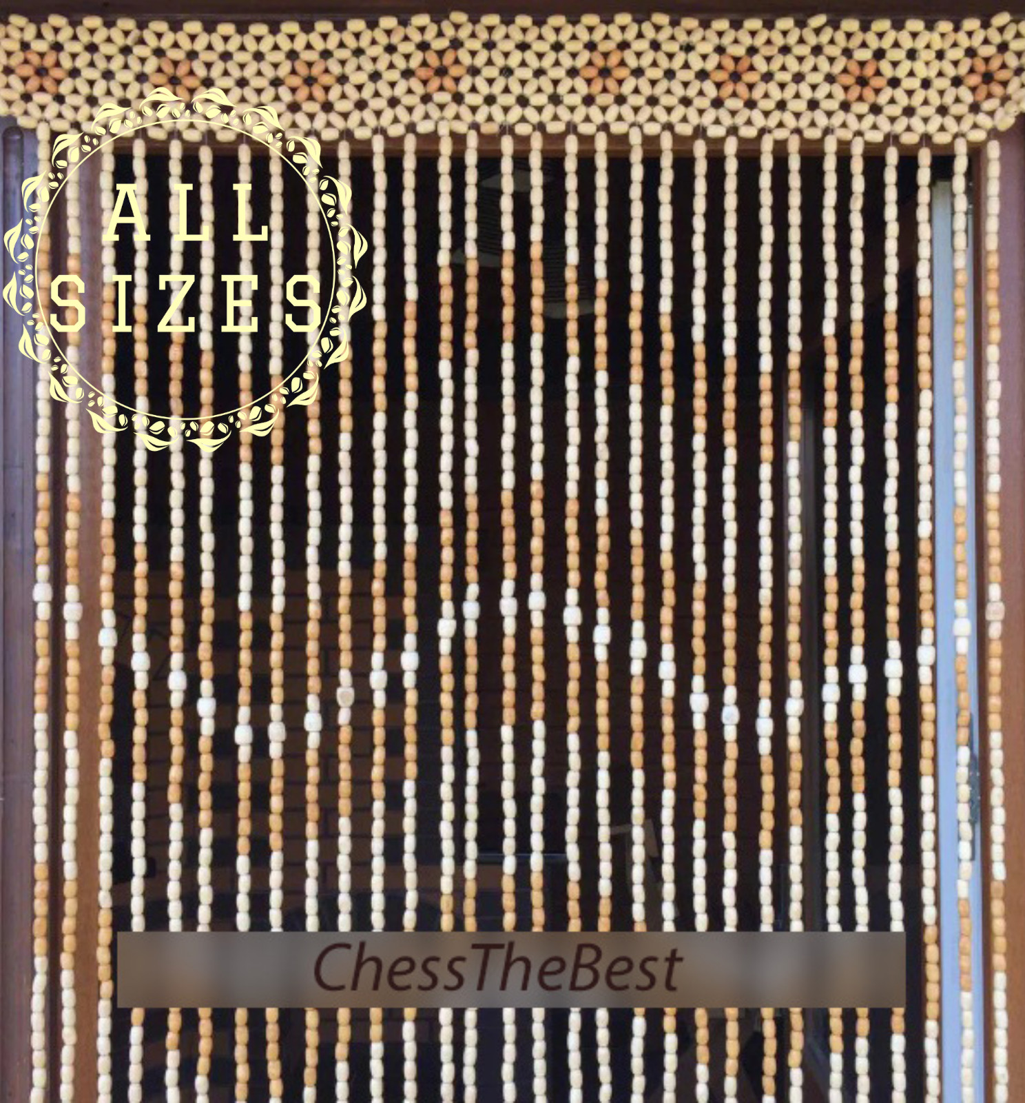 Bead Curtain Doorway, Wood String Beads Curtains, Handmade Wooden Curtain