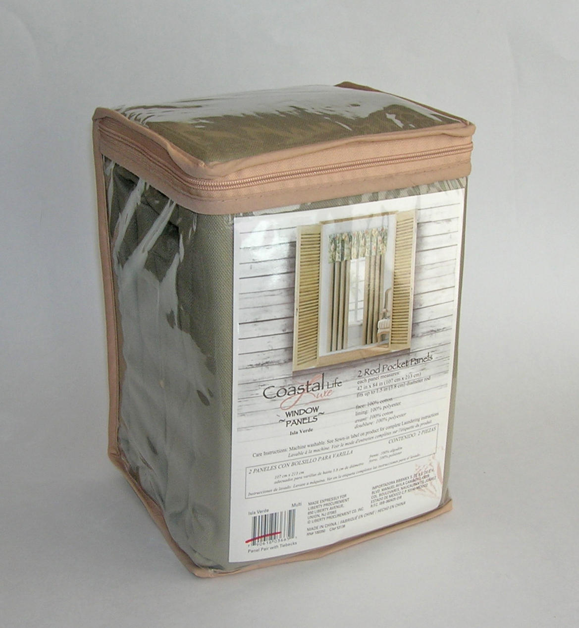 Coastal Life Luxe Isla Verde 84″ Pair Rod Pocket Beige Window Panels & Tie Backs