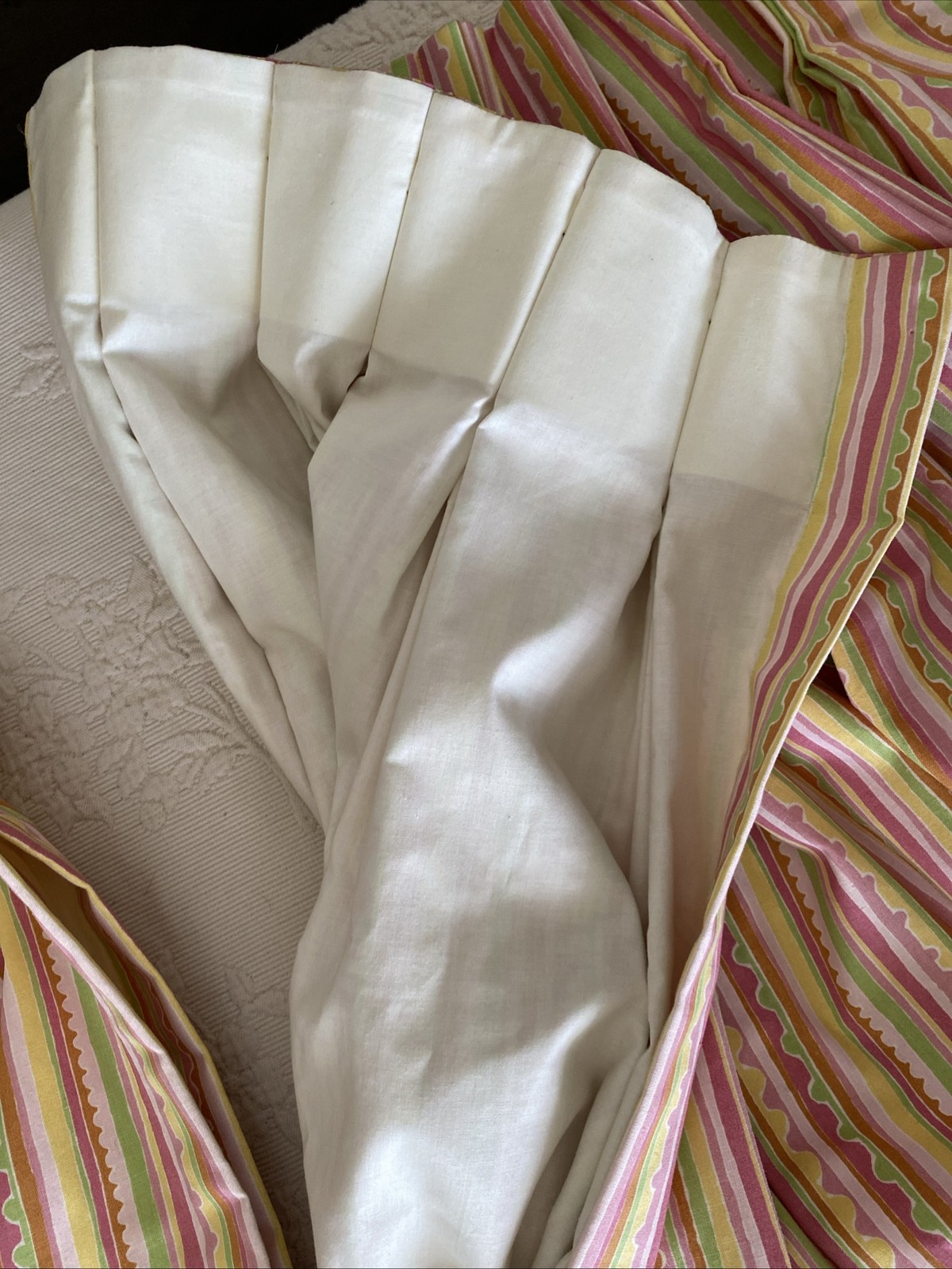 New Custom DRAPES 4 pc Pinch Pleated Lined Cotton Kids Nursery Pink Stripped 79”