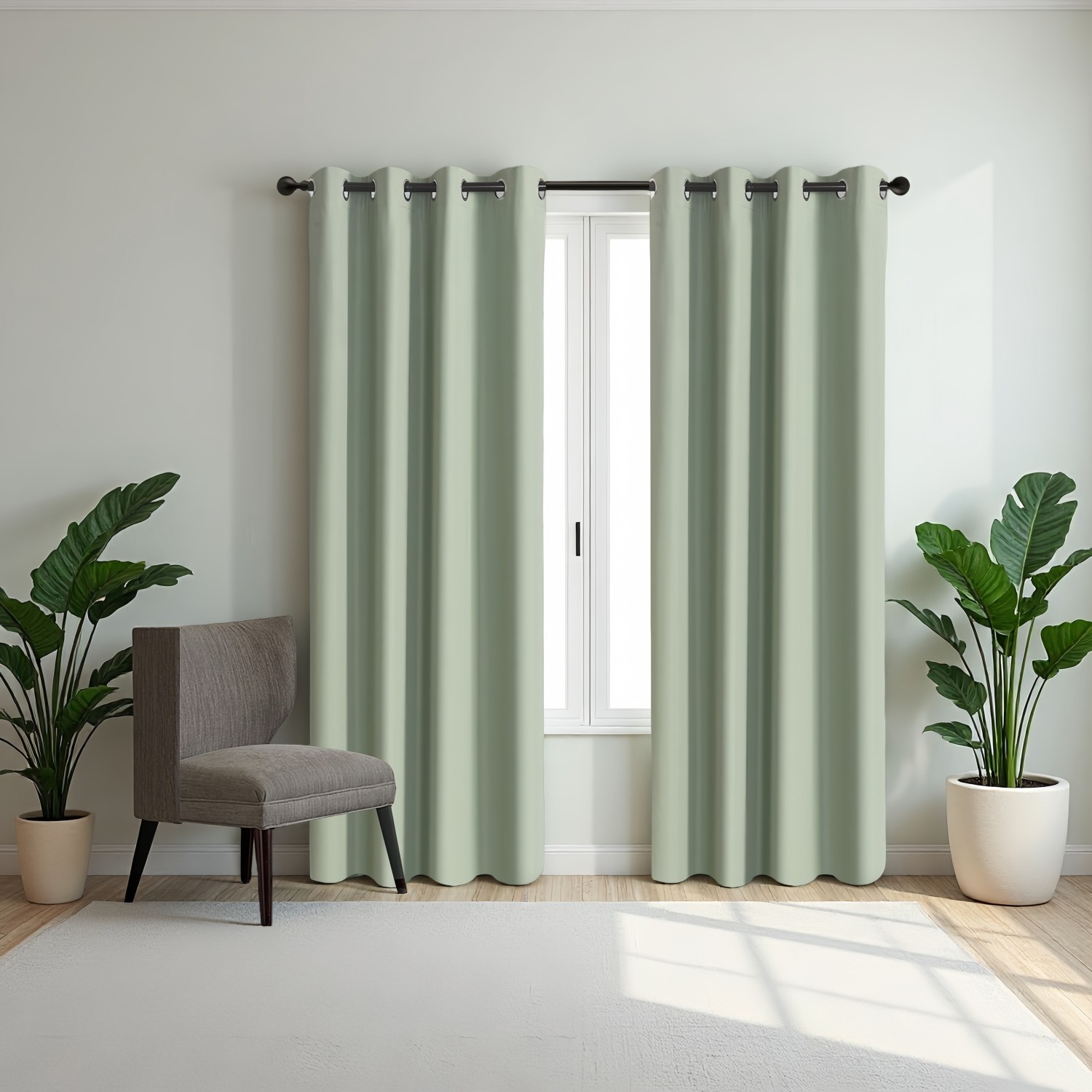 2 Panels Bedroom Blackout Curtains Solid Light Block Grommet Panels