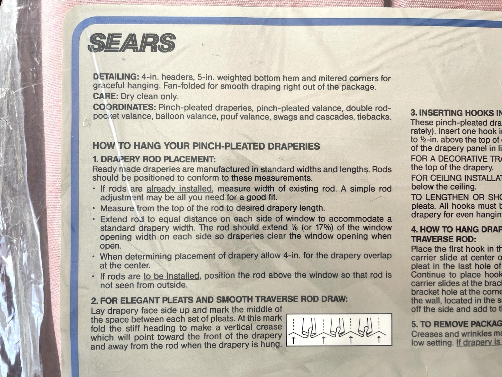 Pink Drapery Panel Set 84×48 In Pink/ Rose Color Regal Park Brand Sears 1 Pair