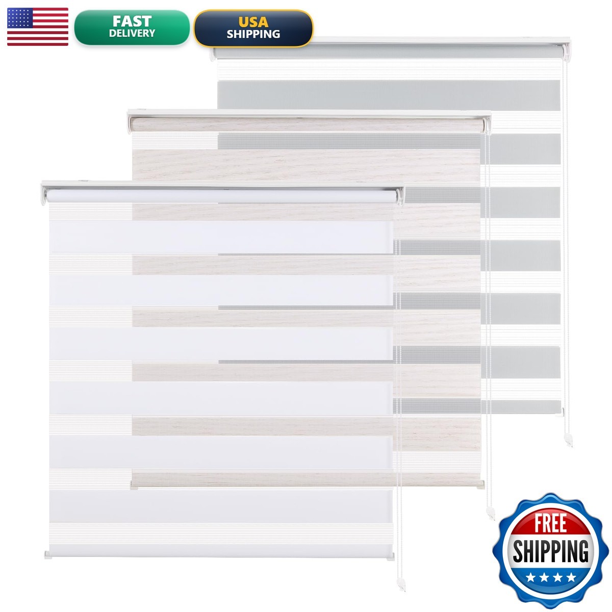 RED GRAPES GY04 Zebra Blinds 40″ W x 72″ H Natural