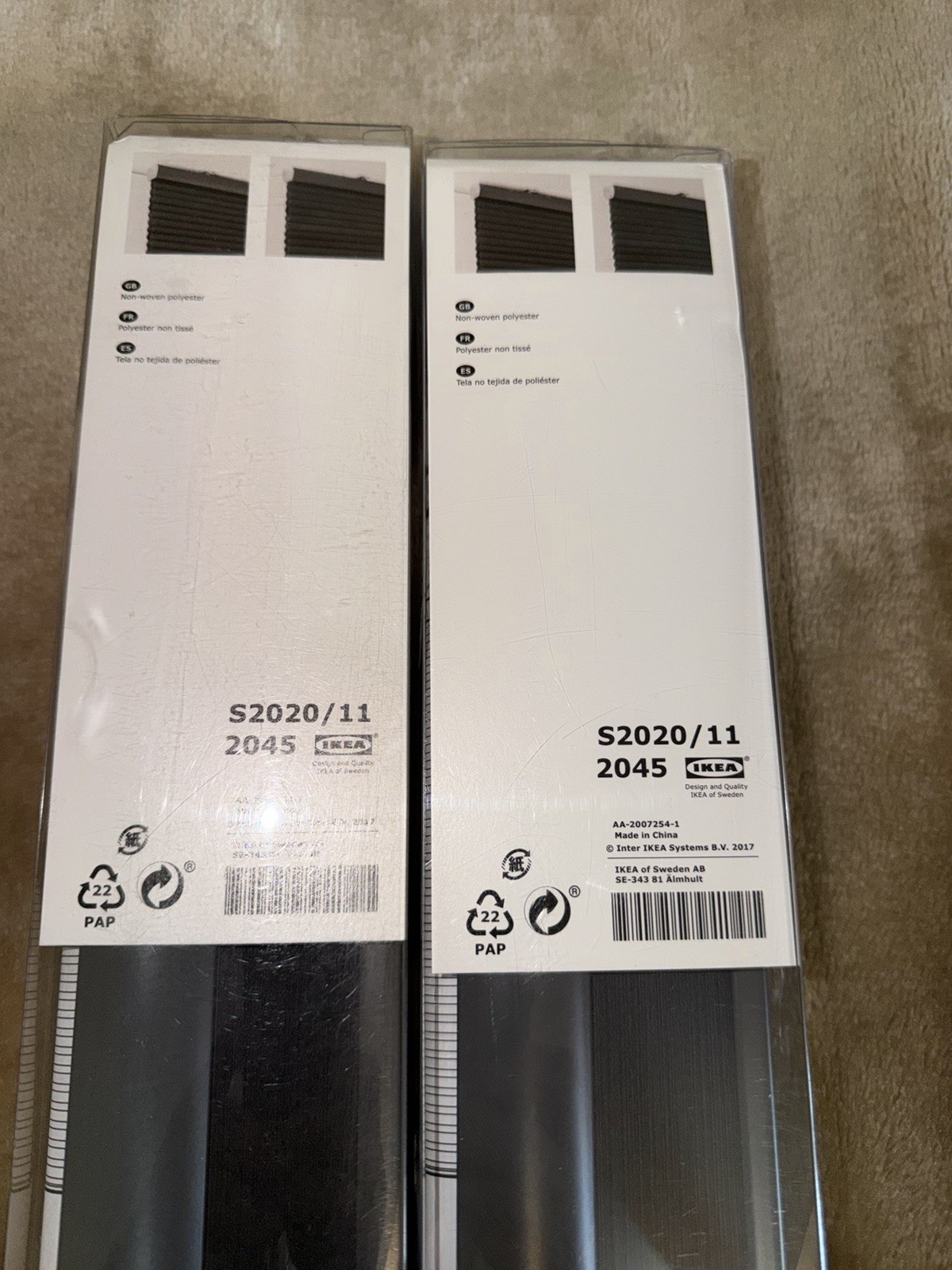 New Hoppvals Window Blinds Shades 2 pkgs IKEA Non-woven 23×64 Gray S2020/11 2045