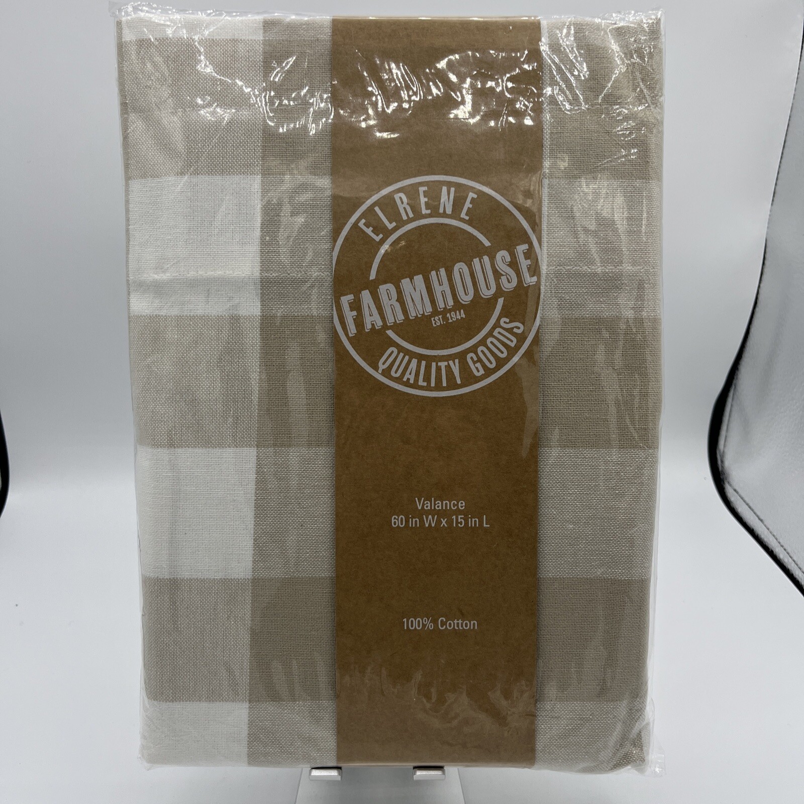 Elrene Home Fashions Farmhouse 60″x15″ (1 Valance), Tan/White NEW Free Ship
