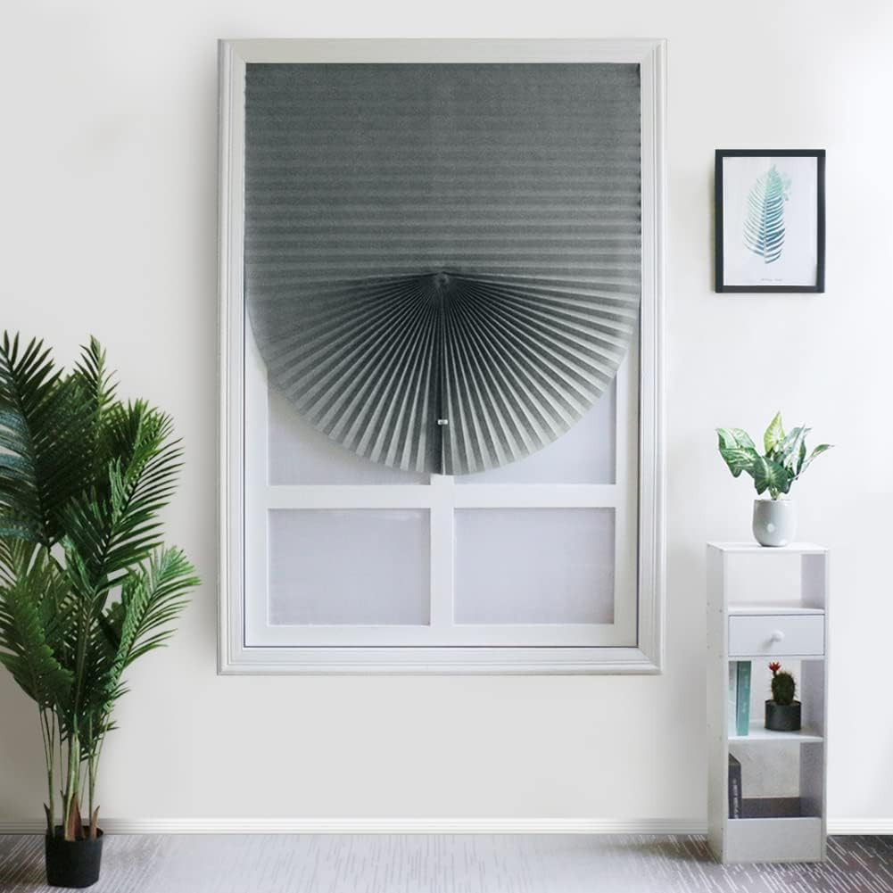 2 Pack Temporary Blackout Blinds for Window, Self Adhesive Pleated Cordless N…