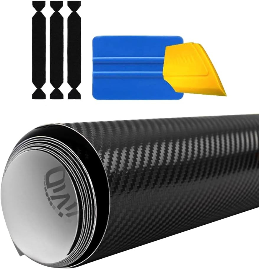 Vvivid Black Carbon Fiber Automotive Vinyl Wrap Film W/ 3M Toolkit (1Ft X 5Ft)