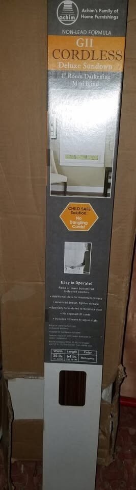 Achim GII Deluxe Sundown 1-in Slat Width 36-in x 64-in Cordless Mahogany Blinds