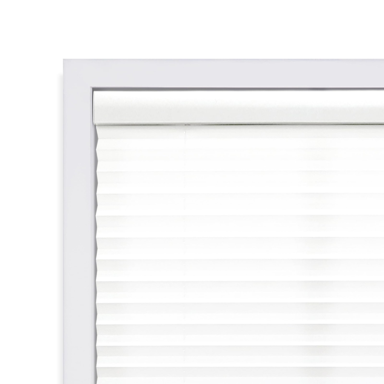 Cordless 1″ Light Filtering Pleated Shade, Fabric, 54″W x 72″H, White