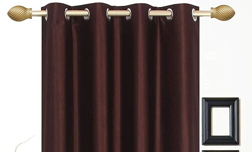 3 Piece Brown Floral Printed Eyelet Ringtop Door Window Curtains Set 5 7 9 Feet