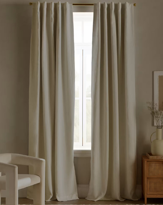 Quince European Linen TRUE BLACKOUT Curtain Set 48” X 84″ Ivory