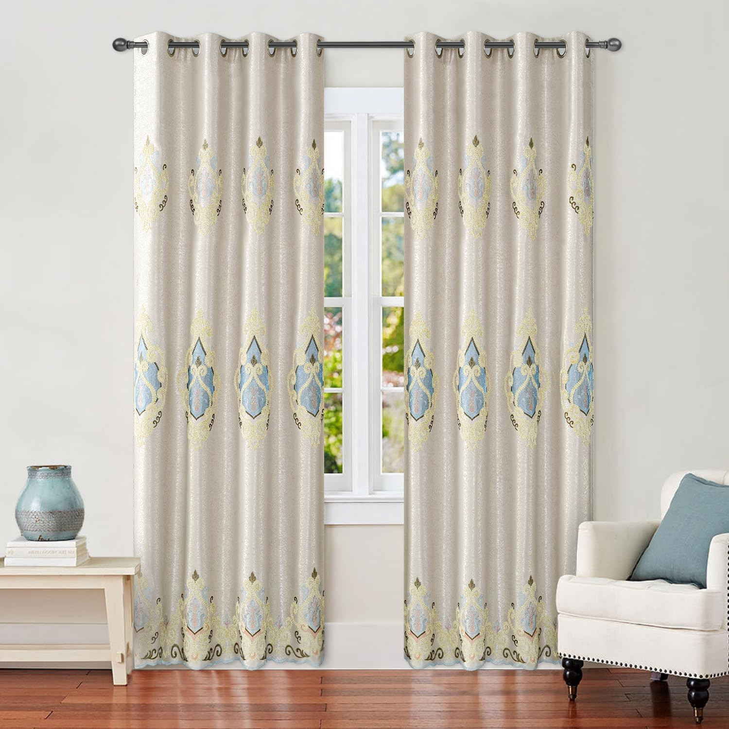 Elegant Chenille Blackout Curtains, 2 Panels 54×96 Inch, Grommet Top