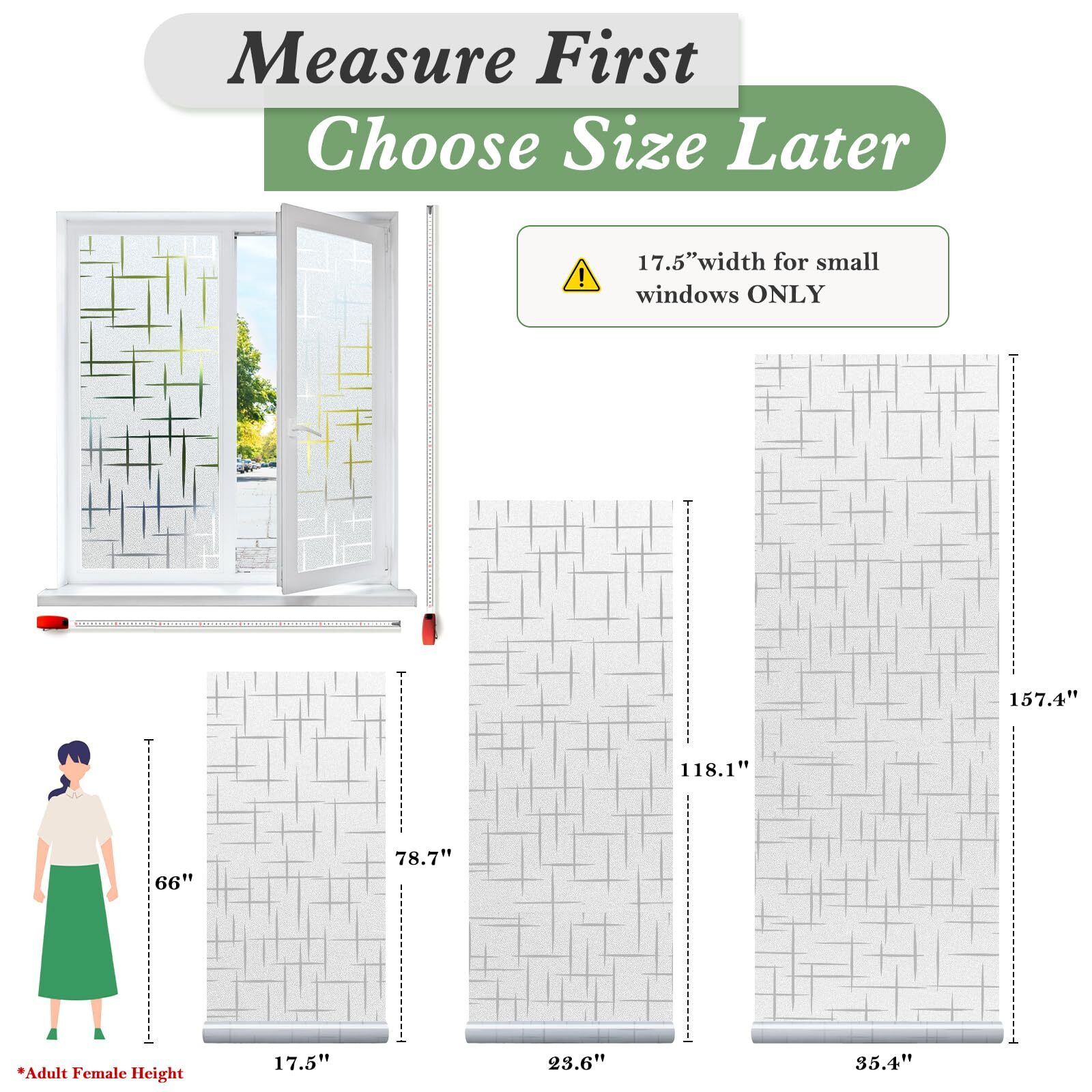 Rabbitgoo Cross Frosted Window Privacy Film Static Cling Decorative Stickers