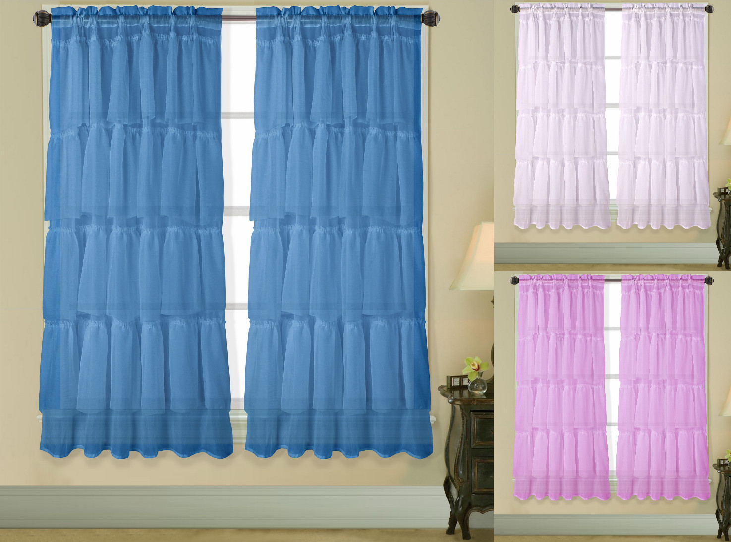 1PC SHORT VOILE SHEER CRUSHED RUFFLE WINDOW DRESSING CURTAIN PANEL TREATMENT