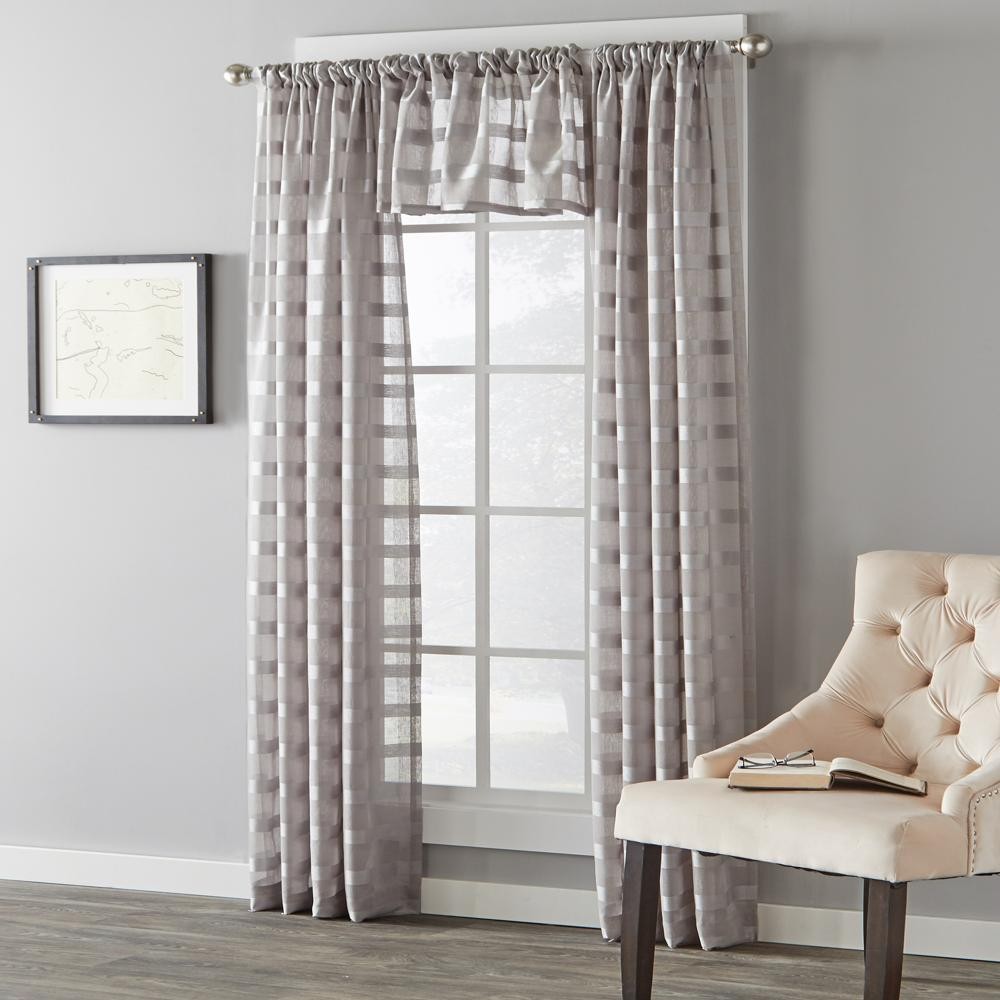 Saturday Knight Ltd Parkland Windowpane Tailored Fabric Panel – 55×95″ Dove Gray