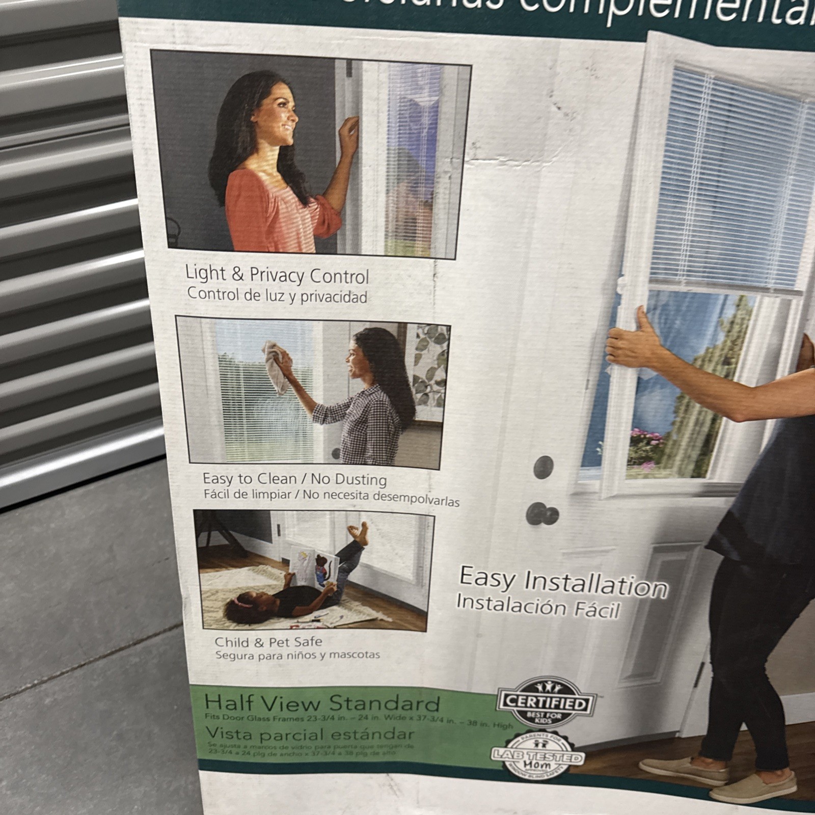 ODL White Cordless Add-On Blinds for Raised Frame Doorglass 23.75×37.75in Fit