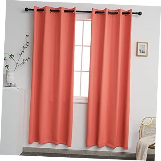 Blackout Curtains for Bedroom 2 Panels Set Room 45″W x 52″L (Pack of 2) Coral