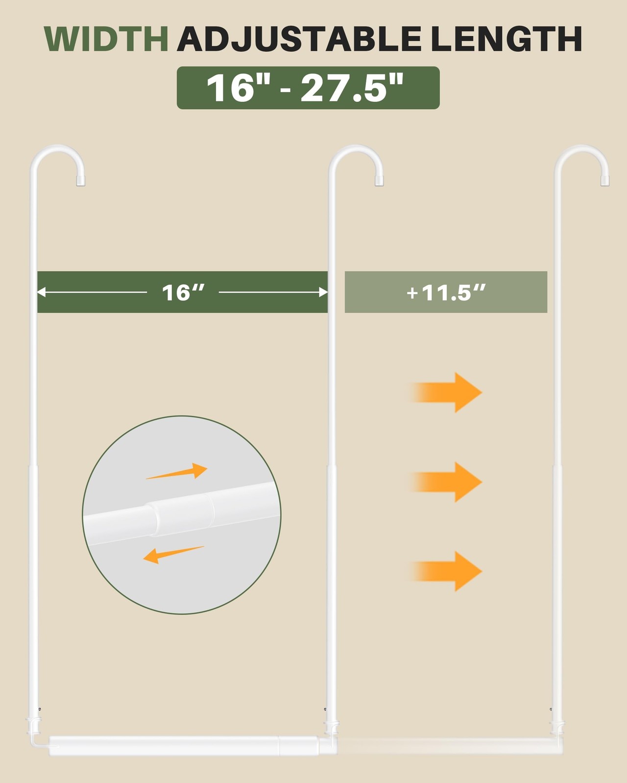 Hanging Closet Rod, Adjustable Height & Width Closet Rods for Hanging Clothes…